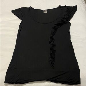 Elegant Black Ruffled Blouse